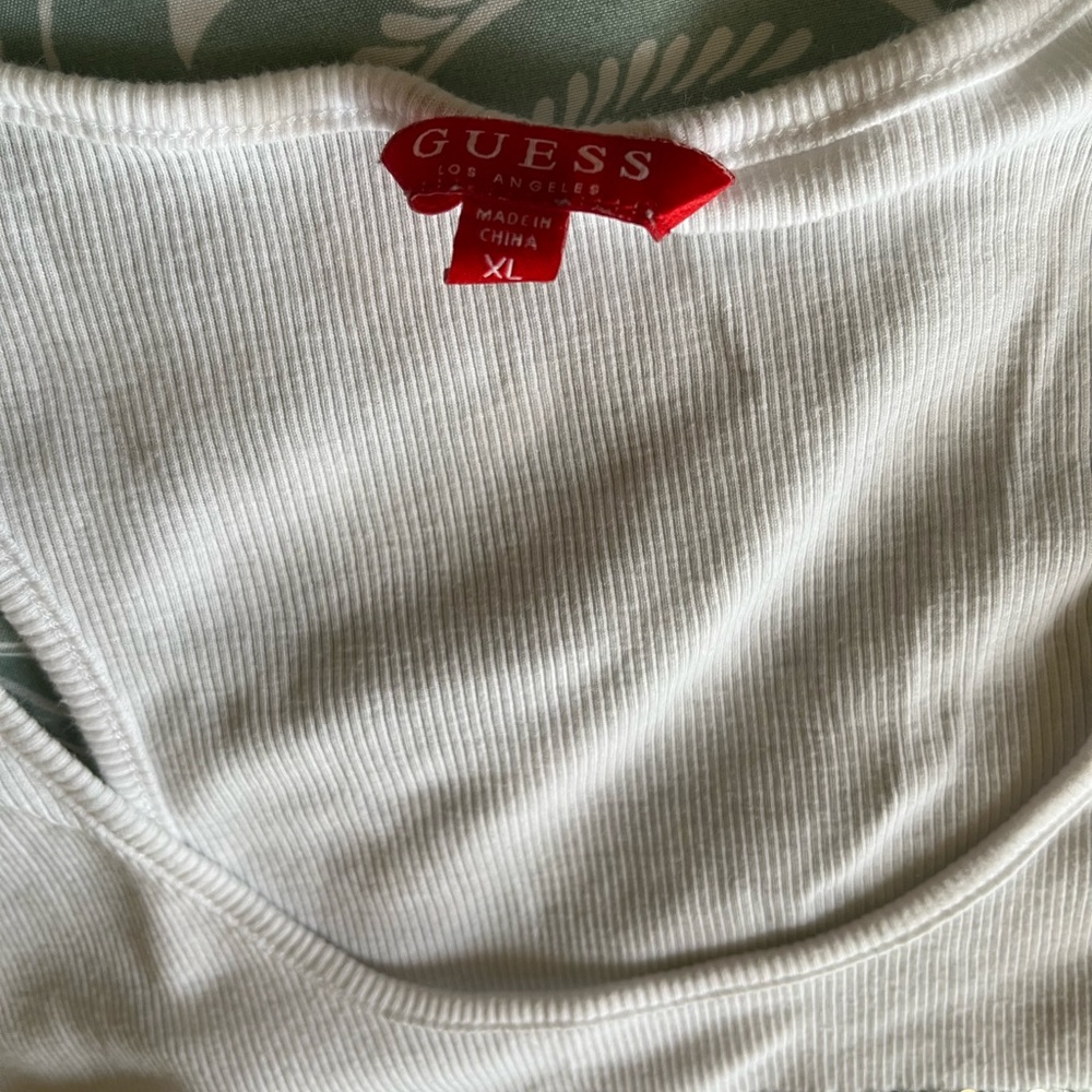 GUESS White Ribbed Tank Top XL